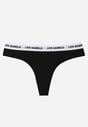 Czarne Majtki Typu Stringi z Bawełną i Napisami Veza