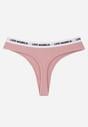 Różowe Majtki Typu Stringi z Bawełną i Napisami Veza
