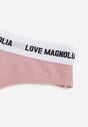 Różowe Majtki Typu Stringi z Bawełną i Napisami Veza