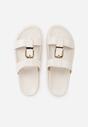 Białe Klapki z Ozdobną Klamrą i Paskiem Kaidine