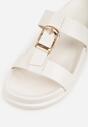 Białe Klapki z Ozdobną Klamrą i Paskiem Kaidine