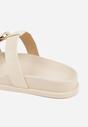 Beżowe Klapki z Ozdobną Klamrą i Paskiem Kaidine