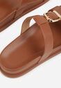 Brązowe Klapki z Ozdobną Klamrą i Paskiem Kaidine