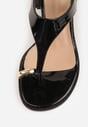 Czarne Sandały Japonki na Słupku z Biżuteryjną Ozdobą Uhryss