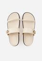 Beżowe Klapki z Dwoma Paskami i Metaliczną Klamrą Doriax