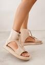 Beżowe Sandały w Stylu Botków z Ozdobną Klamrą Theaneasi