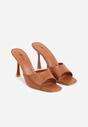 Brązowe Klapki na Szpilce z Kwadratowym Noskiem Mellota