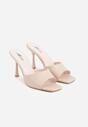 Beżowe Klapki na Szpilce z Kwadratowym Noskiem Mellota