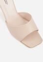 Beżowe Klapki na Szpilce z Kwadratowym Noskiem Mellota