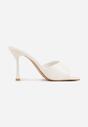 Białe Klapki na Szpilce z Kwadratowym Noskiem Mellota