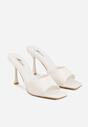 Białe Klapki na Szpilce z Kwadratowym Noskiem Mellota