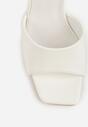 Białe Klapki na Szpilce z Kwadratowym Noskiem Mellota