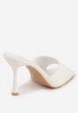 Białe Klapki na Szpilce z Kwadratowym Noskiem Mellota