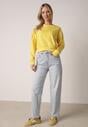 Żółta Bluza z Dodatkiem Bawełny Wykończona Ściągaczami Evilaya