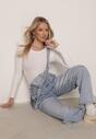 Niebieskie Jeansy Ogrodniczki z Bawełną o Kroju Balloon Rivaras