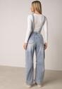 Niebieskie Jeansy Ogrodniczki z Bawełną o Kroju Balloon Rivaras