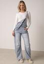 Niebieskie Jeansy Ogrodniczki z Bawełną o Kroju Balloon Rivaras
