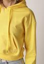 Żółta Bluza z Dodatkiem Bawełny z Kapturem Wykończona Ściągaczami Evista