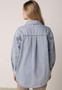 Niebieska Koszula Jeansowa z Bawełną Ozdobiona Przeszyciami Junie