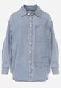 Niebieska Koszula Jeansowa z Bawełną Ozdobiona Przeszyciami Junie