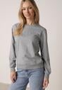 Szara Bluza z Bawełną Ozdobiona Ściągaczami Hilani