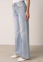 Niebieskie Szerokie Jeansy Wysoki Stan z Bawełną Ozdobione Nitami Basithoe