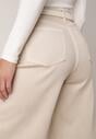 Beżowe Bawełniane Jeansy Szerokie z Wysokim Stanem Wylinnys
