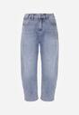 Niebieskie Jeansy o Kroju Mom Fit z Bawełną i Wysokim Stanem Galon
