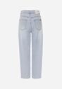 Niebieskie Bawełniane Jeansy o Kroju Mom Fit z Wysokim Stanem i Paskiem Pribena