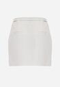 Biała Ołówkowa Spódnica z Bawełną z Paskiem i Podszewką Typu Szorty Vikisola