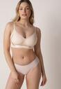 Beżowy Biustonosz z Usztywnianymi Miseczkami i Transparentną Wstawką Zeriga