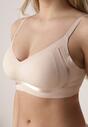 Beżowy Biustonosz z Usztywnianymi Miseczkami i Transparentną Wstawką Zeriga