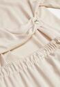 Beżowy Wiskozowy Komplet Asymetryczna Koszula i Spodnie z Kieszeniami Moneia