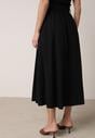 Czarna Spódnica Rozkloszowana z Bawełną i Paskiem oraz Kieszniami Jorlea