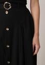 Czarna Spódnica Rozkloszowana z Bawełną i Paskiem oraz Kieszniami Jorlea
