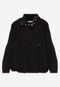 Czarna Przejściowa Kurtka Bombka Oversize z Bawełny i Wiskozy Effinue