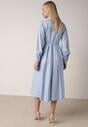 Niebieska Wiskozowa Sukienka Koszulowa z Paskiem Andranassa