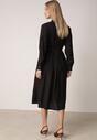 Czarna Wiskozowa Sukienka Koszulowa z Paskiem Andranassa