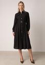 Czarna Wiskozowa Sukienka Koszulowa z Paskiem Andranassa