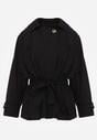 Czarna Bawełniano-Wiskozowa Kurtka Typu Krótki Trencz z Ozdobnym Guzikiem Dafena