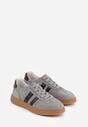 Szare Skórzane Sneakersy i Ozdobnymi Paskami Zelisei