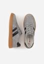 Szare Skórzane Sneakersy i Ozdobnymi Paskami Zelisei