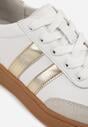 Białe Skórzane Sneakersy i Ozdobnymi Paskami Zelisei