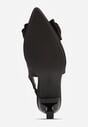 Czarne Sandały na Kaczuszce z Noskiem w Szpic z Kokardą Nepho