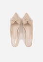Beżowe Sandały na Kaczuszce z Noskiem w Szpic z Kokardą Nepho