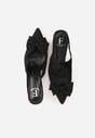 Czarne Sandały na Kaczuszce z Noskiem w Szpic z Kokardą Nephoo