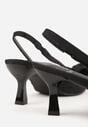 Czarne Sandały na Kaczuszce z Noskiem w Szpic z Kokardą Nephoo