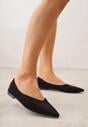 Czarne Balerinki z Imitacji Zamszu z Noskiem w Szpic Egynome