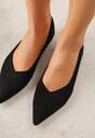 Czarne Balerinki z Imitacji Zamszu z Noskiem w Szpic Egynome