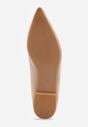 Beżowe Balerinki z Imitacji Zamszu z Noskiem w Szpic Egynome